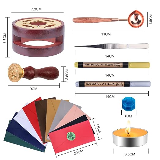 Aottom Wax Seal Stamp Kit with Gift Box, 24 Colors 650 Pcs Beads, Metallic Pen - Image 5