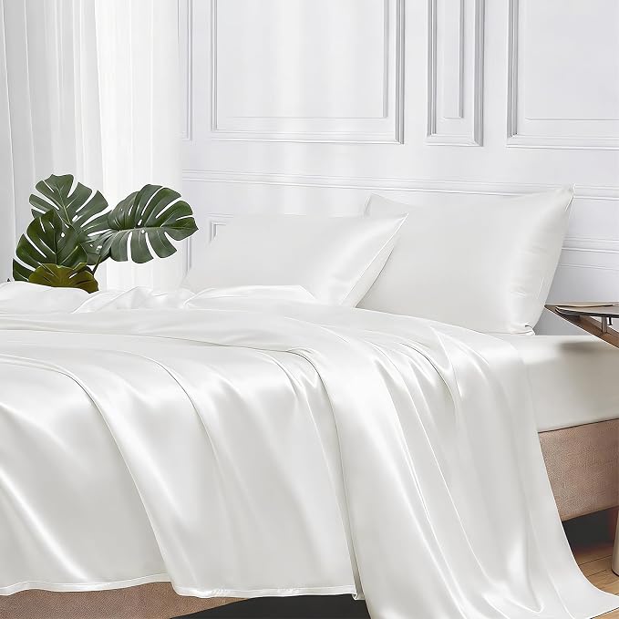 MR&HM Satin Bed Sheets, Twin Size Sheets Set by MRHM
