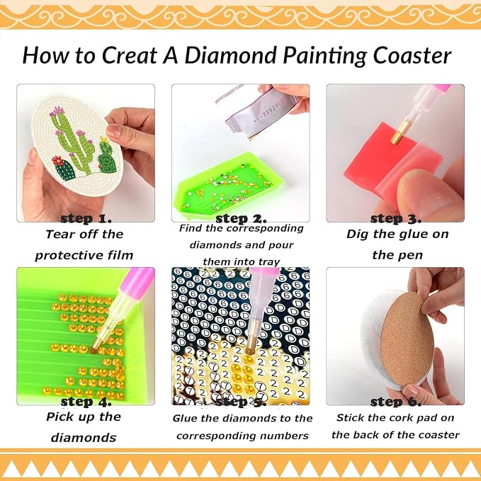 Clendo 8 Pcs Diamond Art Kits for Adults Coasters - Image 6