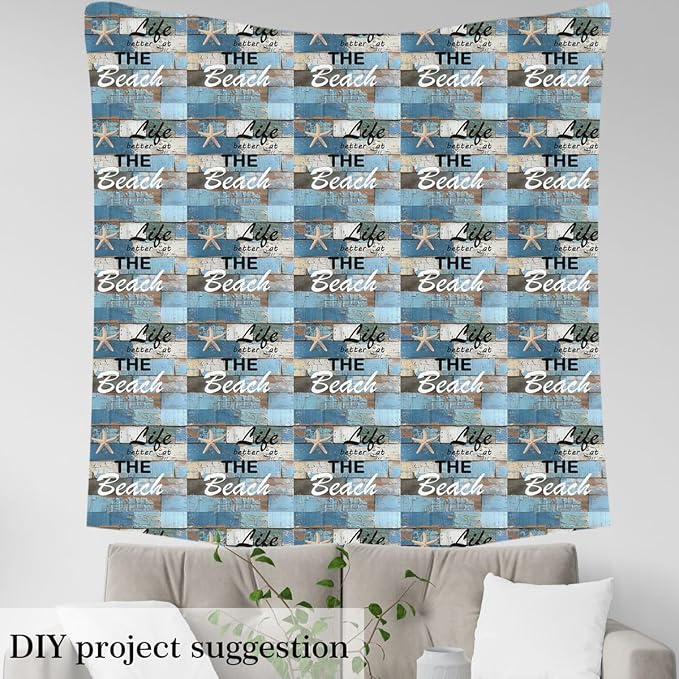 Splicing Wooden Stripes Fabric by The Yard, Summer Ocean Beach Flannel - Image 4