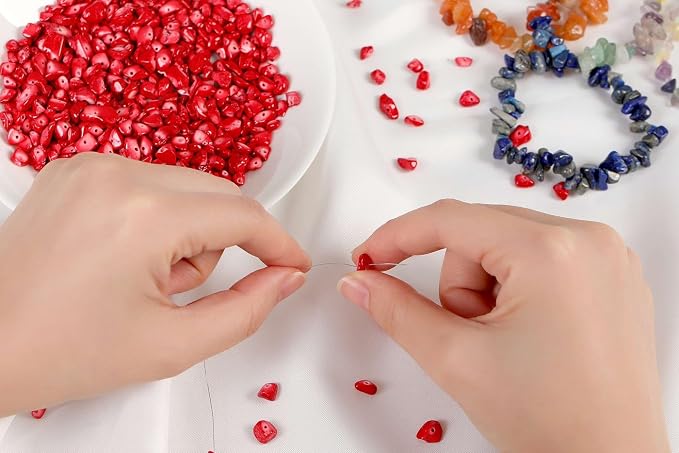 LAIDANLA Red Turquoise 400pcs Natural Chip Stone Beads 5-8mm Healing Crystal - Image 4