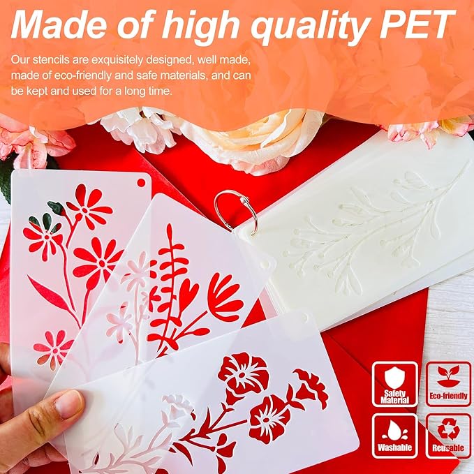Flower Stencils for Painting, Floral Drawing Templates for Wood Wall Canvas - Image 2