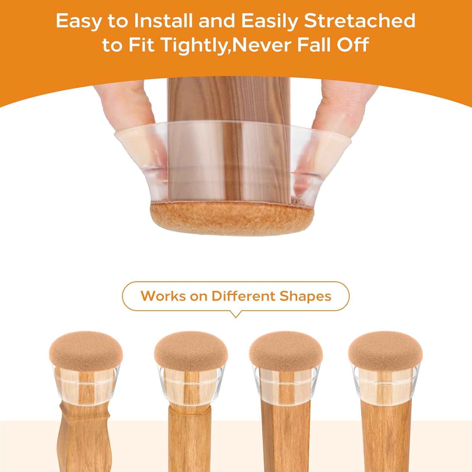 24 PCS Silicone & Felt Chair Leg Floor Protectors for Hardwood Floors - Furniture Pads, Chair Leg Covers/Cups - No Noise & Scratch-Proof - Round L (Fits 1 3/16"-1 6/16" / 30-35mm), Clear