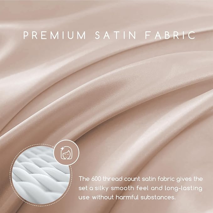 MR&HM Satin Bed Sheets, King Size Sheets Set - Image 3