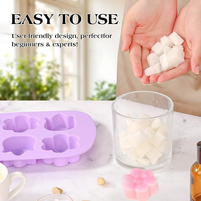 SJ Silicone Soap Molds 2 Packs, Tulip and Different Flower Shapes Soap Molds - Image 4