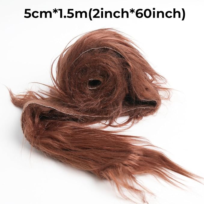 Shaggy Plush Faux Fur Fabric Precut Strips Coffee Fur Fluffy Fuzzy Craft Fur - Image 2