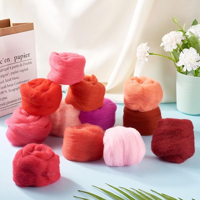 60G Needle Felting Wool Red Wool Roving - Image 6