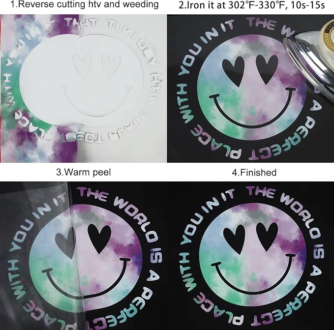 FUNKAKA Tie Dye HTV Heat Transfer Vinyl Bundle, 10 Sheets HTV Vinyl - Image 5