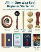 Wax Seal Stamp Kit for Beginners: Wax Sealing Tool Set 3 Brass Stamp Heads - Image 6