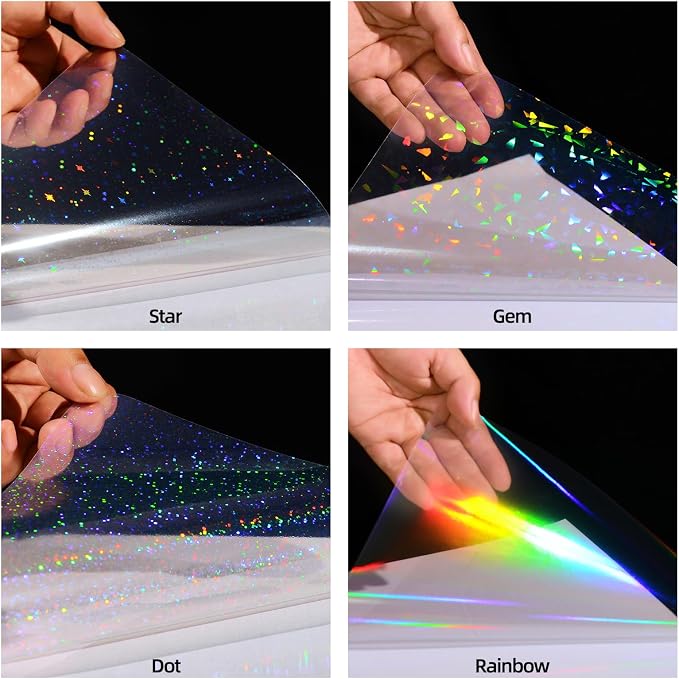 36 Sheets Holographic Laminate Sheets Clear Self Adhesive Sticker Paper | - Image 4