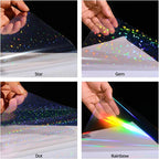36 Sheets Holographic Laminate Sheets Clear Self Adhesive Sticker Paper | - Image 4