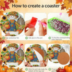 LWZAYS 8 Pcs 5D Autumn Scarecrow Diamond Art Coasters Kits - Image 5