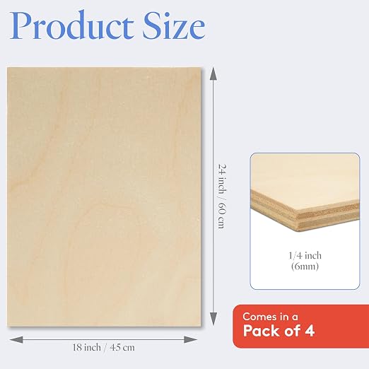 6 mm Baltic Birch Plywood 1/4 x 18 x 24 Inch, Box of 4 B/BB Grade Craft Wood - Image 2