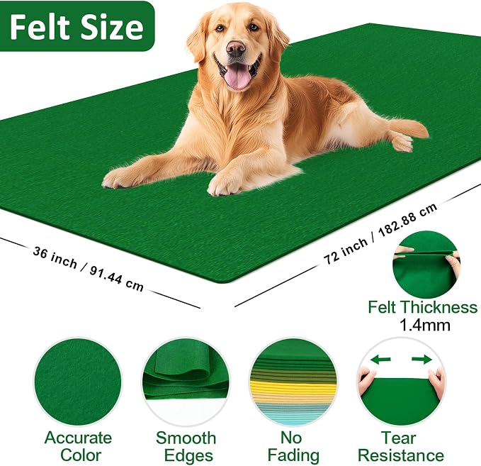 XSEINO Emerald Green Large Felt Fabric 72" X 36 ", 1.4 mm Thick Soft Felt - Image 2