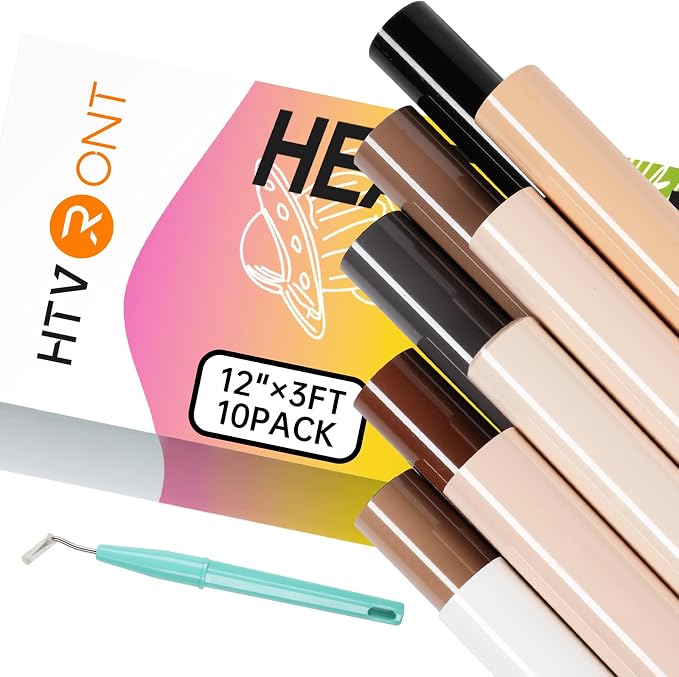 HTVRONT Skin Tone HTV Vinyl Bundle, 10 Pack Brown HTV | Brown Iron On by HTVRONT
