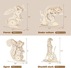 ELX 3D Wooden Animal Puzzles for Kids 6+, 4 Piece Set Animal Models, Wood - Image 2