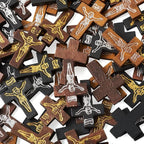 Cheriswelry 100Pcs Crucifix Cross Wood Pendants Crucifix Cross Printed Wooden - Image 2