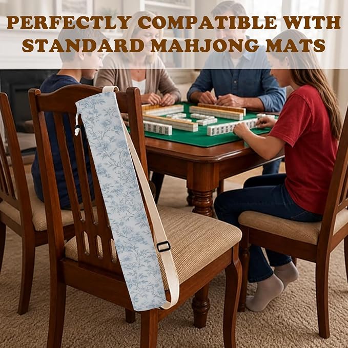 Blue and White Floral Toile Mahjong Mat Bag - Image 5