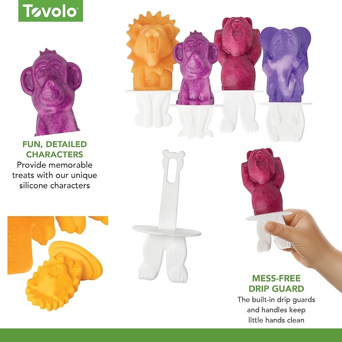 Tovolo Animal Popsicle Molds Zoo Crew Set of 4 Reusable Popsicle Molds - Image 6