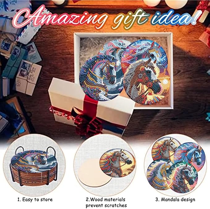 8 Pack Horse Diamond Art Coasters Kit for - Image 7