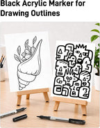 JusArt 3 Black Acrylic Paint Markers Brush Tip, Water-Based No-Bleed Markers - Image 8