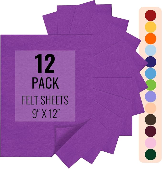 IONTACH 9" X 12" Felt Fabric Sheets 1.6mm Thick | Soft Felt by IONTACH