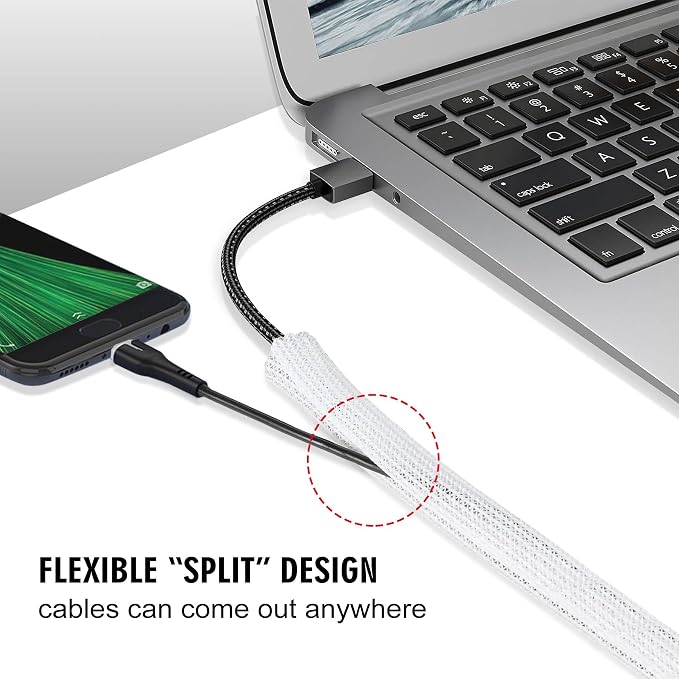 25ft - 1/2 inch Cord Protector Cable Sleeve Split Wire Loom Tubing - Image 3