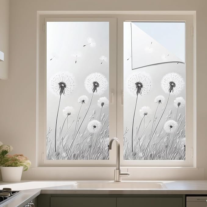 IVN Privacy Window Film Stained Glass Window Cling Dandelion Decorative Static - Image 5