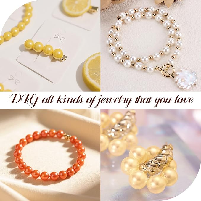 DUQGUHO 8mm Gold Beads for Jewelry Making Plastic Pearl Beads - Image 6