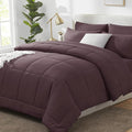 CozyLux Queen Comforter Set Cocoa Powder, 7 Pieces Bed in a Bag, All Season by CozyLux
