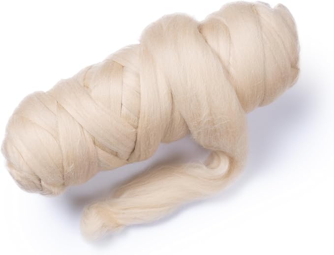 Cream Beige Wool Roving, 8 OZ. Best Wool - Image 6