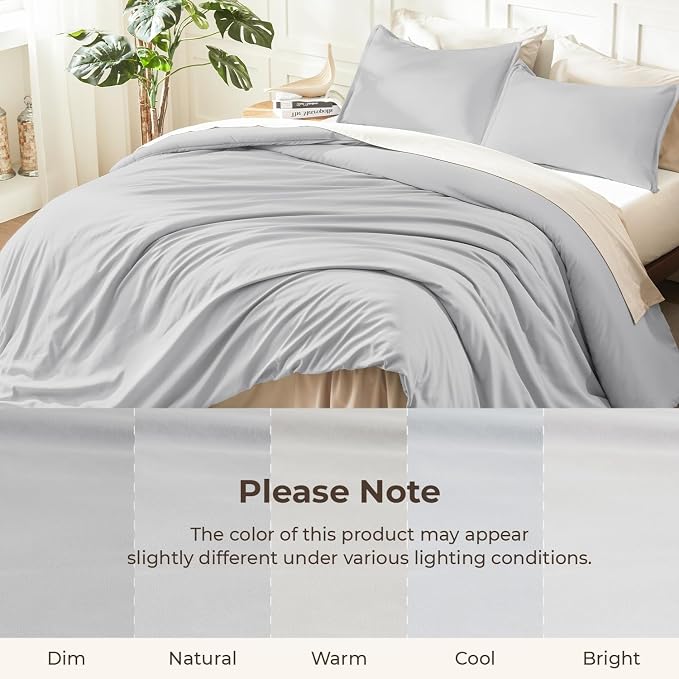 Litanika Comforters Light Grey Oversized King Size, 3 Pieces Lightweight Solid - Image 8