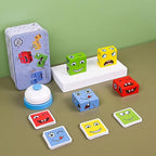 Large Wooden Face Expression Puzzle Building Cubes Manipulatives Face Changing - Image 4