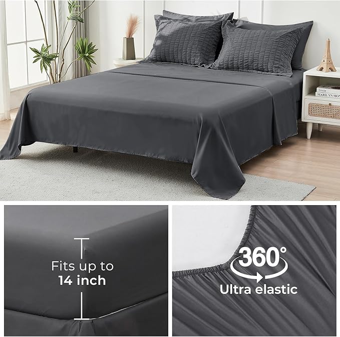 HYMOKEGE Full Size Comforter Sets Seersucker 7 Pieces, All Season Luxury Bed in - Image 6