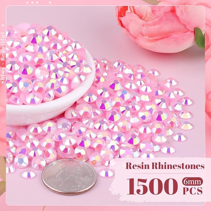 1500PCS 6mm Resin Jelly Rhinestones in Bulk, Bedazzling Flatback Crystals - Image 2