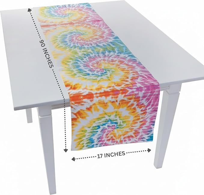 Fun Express Beach Bum Tie-Dye Table Runner – Vibrant Over 7 Feet Long, and - Image 2