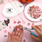 SANNIX 110Pcs 55 Pairs Pink Halloween Charms Bulk Cute Enamel Jewelry Charm | - Image 6