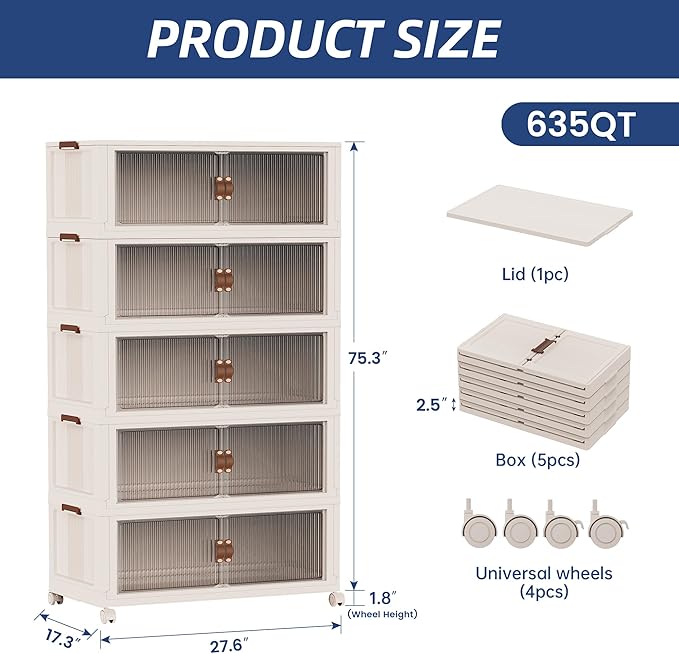 SAILUN 158Gal/635Qt Extra Large Stackable Storage Bins Folding Collapsible - Image 5