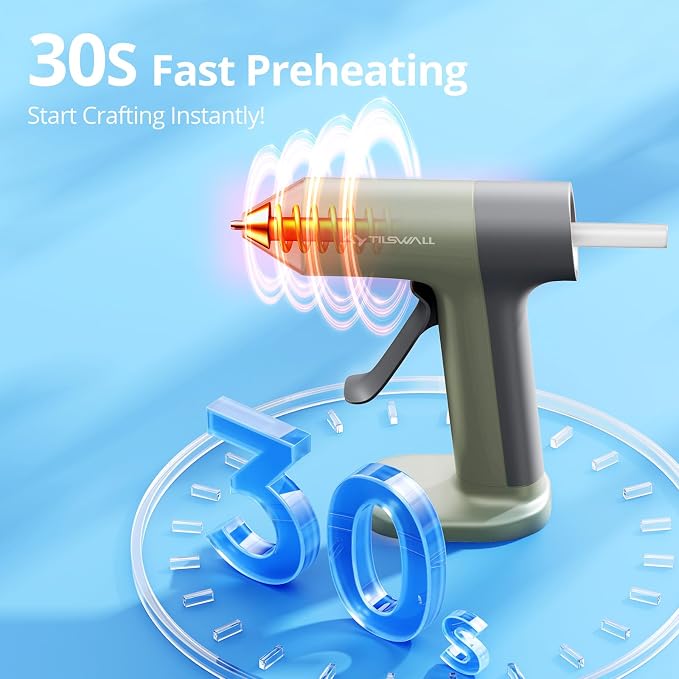 Tilswall Cordless Hot Glue Gun, 30s Fast Preheat - Image 3