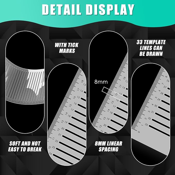 Fainne 2Pack Plastic Straight Line Stencil Template - Image 3