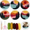 Punch Needle Coasters Kit for Beginners Adults, 6 Pattern Embroidery Scenery by Unknown