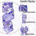 2.5 Inch Purple Floral Wired Edge Ribbon, Decorative Fabric Craft Ribbon - Image 4