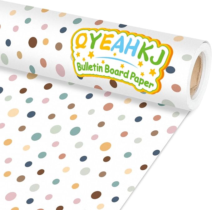 Qyeahkj Boho Dot Bulletin Board Paper Roll Boho Polka Dot Bulletin Board by Qyeahkj