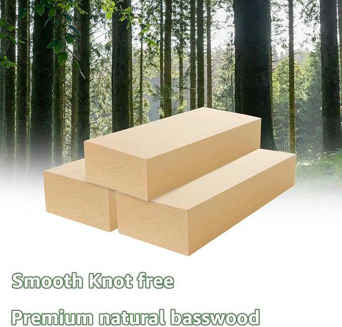 2 Pack Unfinished Basswood Carving Blocks, Christmas DIY Supplies - Image 5