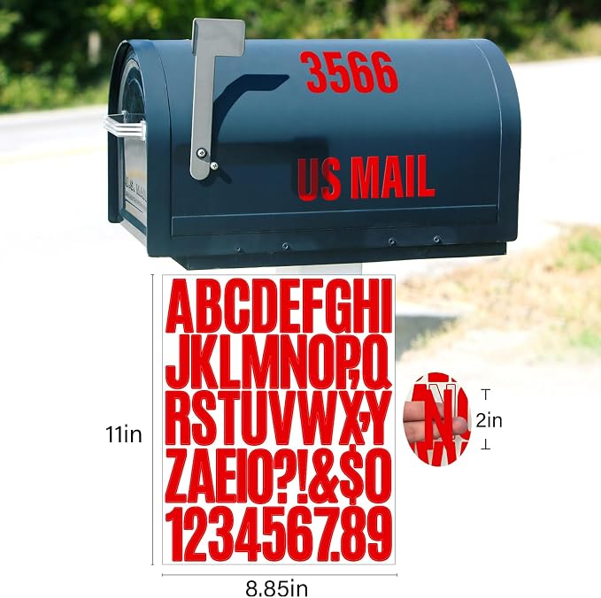 Letter Stickers, Mailbox Numbers, 2 Inch Waterproof Vinyl Alphabet | 2 Inch Red - Image 2