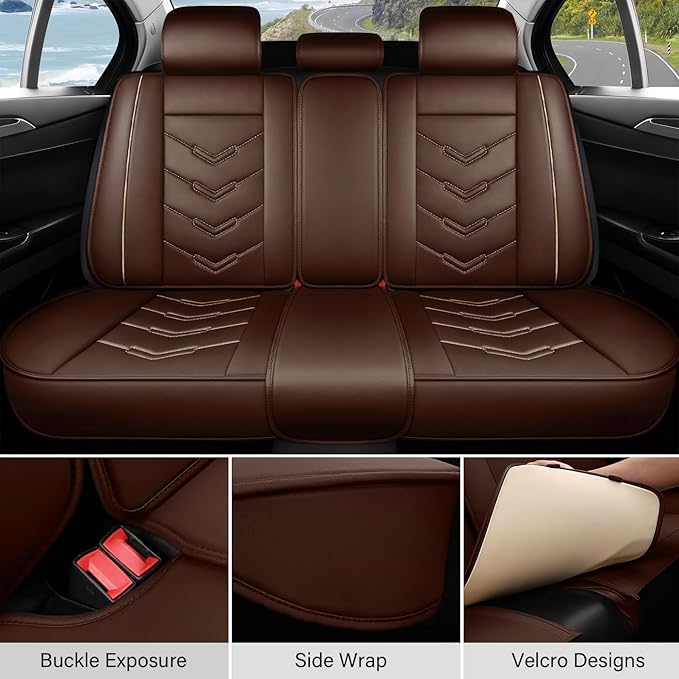 Leather Car Seat Covers Fit for LR Range Rover 2022-2025, 5 Seater Waterproof and Wear-Resistant Seat Cover Interior Accessories(Full Set,Coffee)