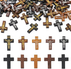 Cheriswelry 100Pcs Crucifix Cross Wood Pendants Crucifix Cross Printed Wooden by Cheriswelry