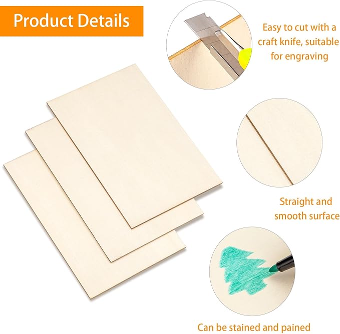 28Pcs 4x6x1/16 Thin Basswood Wood Sheets - Image 3