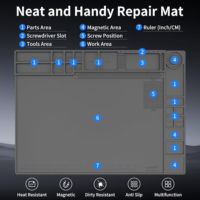 STREBITO Soldering Mat Large, Solder Mat Heat Resistant 932°F, Magnetic Mat - Image 5