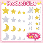 894Pcs Foam Stickers, Colorful Foam Shape Stickers Self Adhesive Star Moon - Image 2